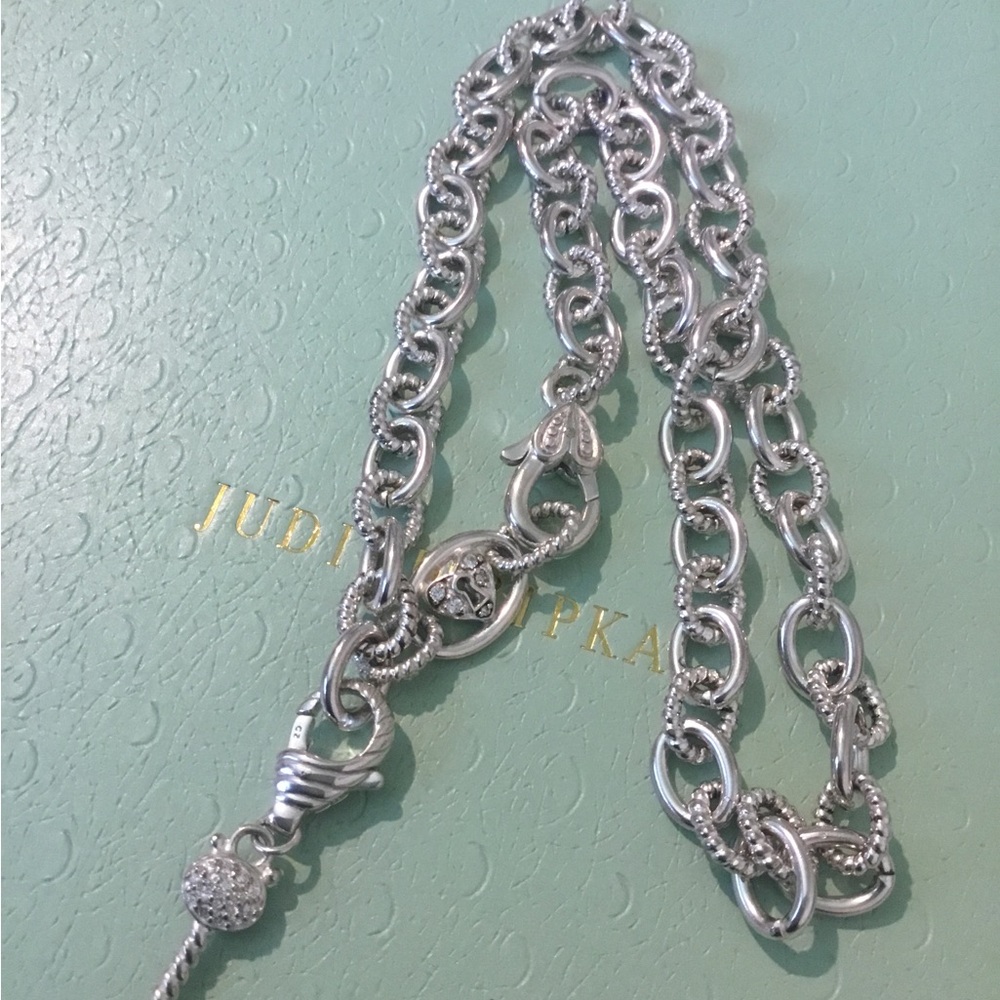 Vintage Judith Ripka Sterling Silver Key To My Heart Diamonique Necklace - Picture 9 of 12